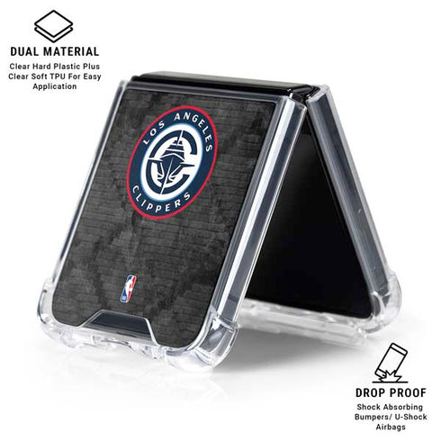 NBA Los Angeles Clippers Black Rust Galaxy Z Flip6 Clear Case